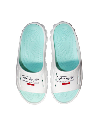 Papuci/slapi pentru femei, spuma EVA, alb si turcoaz, marimea 38, Jose Amorales