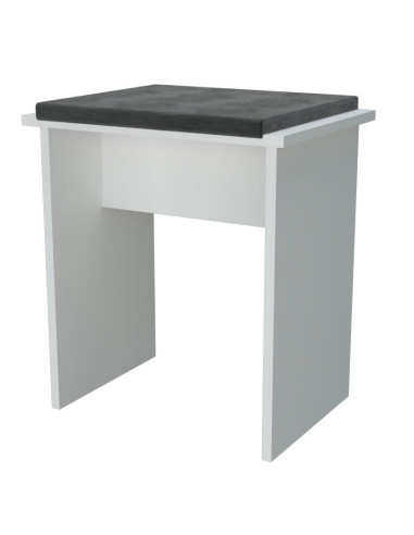 Masa de toaleta/machiaj + Taburet, alba, cu oglinda si LED-uri, Irina, 94x43x141 cm