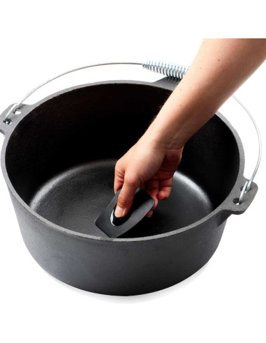 Oala de Fonta, cu Maner din Inox, 10 L, 34&21514 cm, Negru