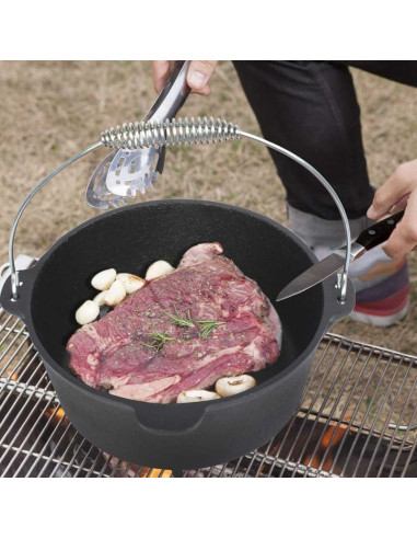 Oala de Fonta, cu Maner din Inox, 10 L, 34&21514 cm, Negru