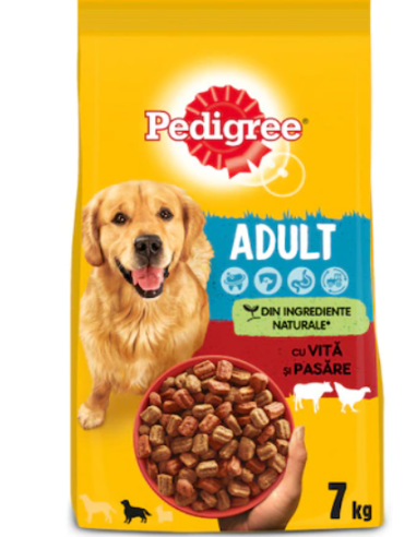 Hrana uscata pentru caini Pedigree Adult vita si pasare 7kg
