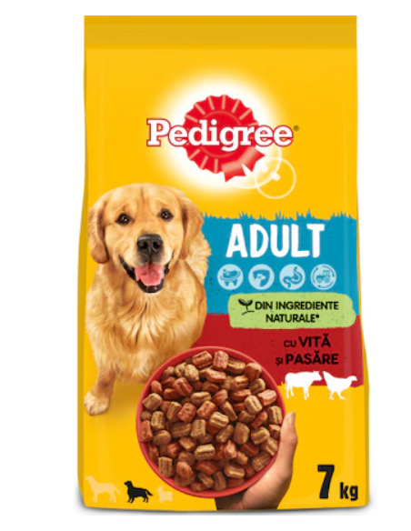 Hrana uscata pentru caini Pedigree Adult vita si pasare 7kg