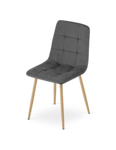 Scaun bucatarie/living, Artool, Kara, catifea, metal, gri si natur, 44.5x50.5x87 cm 2