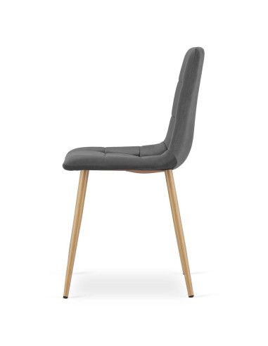 Scaun bucatarie/living, Artool, Kara, catifea, metal, gri si natur, 44.5x50.5x87 cm