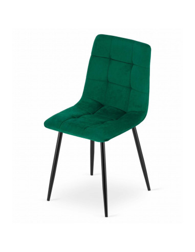 Set 4 scaune bucatarie/living, Artool, Kara, catifea, metal, verde si negru, 44.5x50.5x87 cm