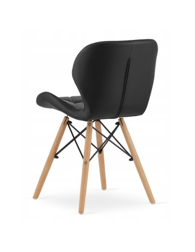 Set 6 scaune bucatarie/living, Artool, Lago, piele ecologica, lemn, negru, 47x38x73 cm