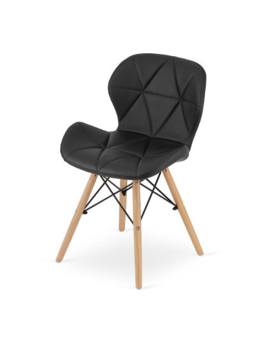 Set 6 scaune bucatarie/living, Artool, Lago, piele ecologica, lemn, negru, 47x38x73 cm