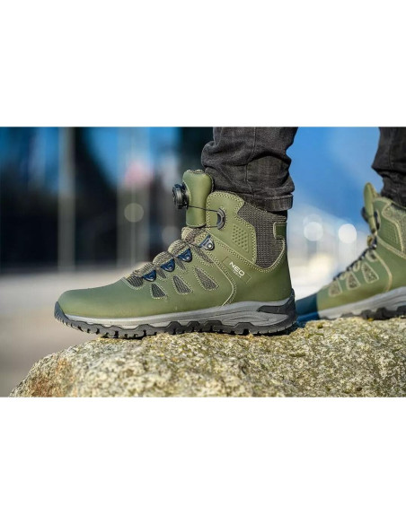 Bocanci de lucru, O2, SR, FO, sireturi cu buton de blocare, piele nabuc, marimea 40, NEO