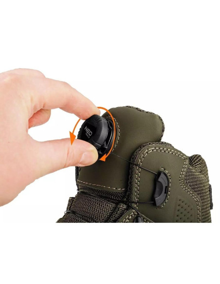 Bocanci de lucru, O2, SR, FO, sireturi cu buton de blocare, piele nabuc, marimea 40, NEO