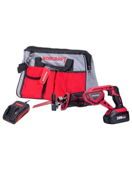 Fierastrau tip sabie, cu acumulator 2 Ah, 20V Li-ion, incarcator si geanta, Worcraft