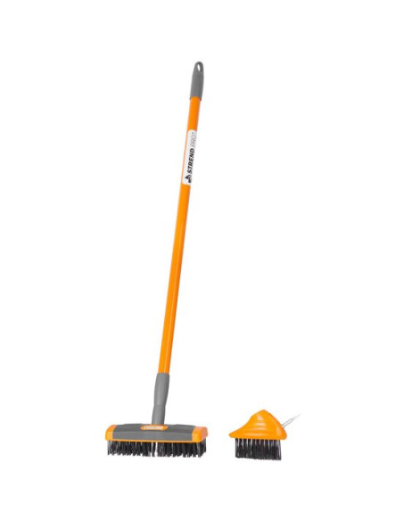 Set curatare pavaje, trotuare, cu 2 perii, maner telescopic, Strend Pro
