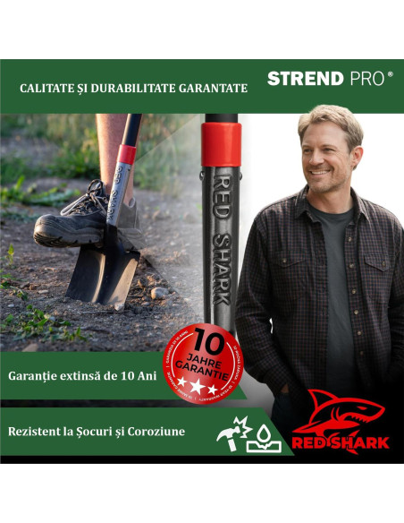Harlet, cazma, drept, cu capat zimtat, coada fibra de sticla, 17x30x115 cm, Strend Pro Premium RedShark