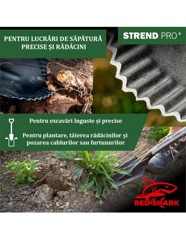 Harlet, cazma, ingust, cu varf zimtat, coada fibra de sticla, 12x40x128 cm, Strend Pro Premium RedShark