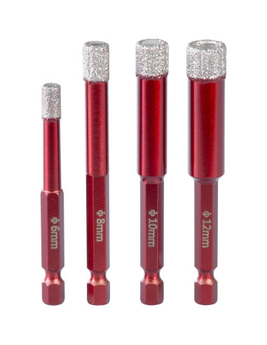 Set burghie diamantate cu ghidaj, 5 piese, 6-8-10-12 mm, HEX, Strend Pro Premium