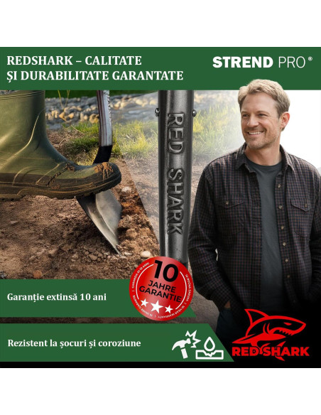 Harlet, cazma, drept, cu capat zimtat, coada lemn, 17x30x115 cm, Strend Pro Premium RedShark