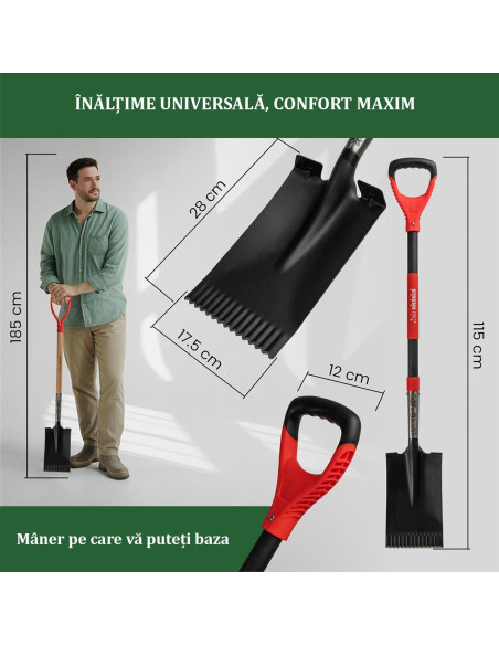 Set harlet, cazma, drept, capat zimtat, maner fibra sticla, 115 cm, cu manusi, RedShark