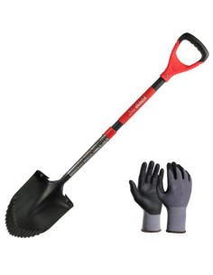 Set harlet, cazma, ascutit, margini zimtate, maner fibra sticla, 115 cm, cu manusi, RedShark