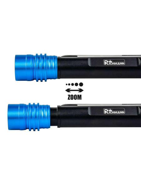 Lanterna mini, tip stilou, LED 1W + LED 3W, 100 lm + 200 lm, ZOOM, 50 m, Richmann