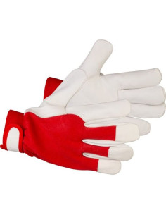 Manusi piele de capra, bumbac, imblanite, rosu si alb, marimea 08/M, Strend Pro Marvic