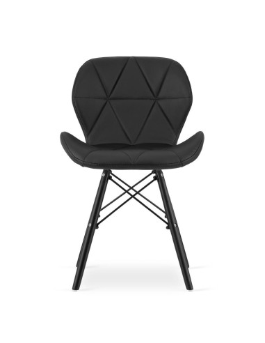 Set 4 scaune bucatarie/living, Lago, piele ecologica, lemn, negru, 47.5x52x74 cm