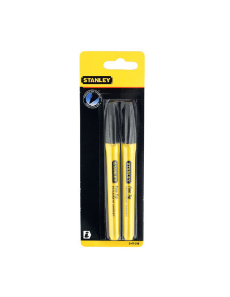 Stanley 0-47-316, set doua markere negre, cu varf subtire, blister