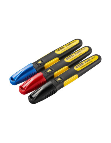 Stanley 0-47-315, Set 3 markere Fatmax, negru, albastru si rosu, permanente cu varf lat