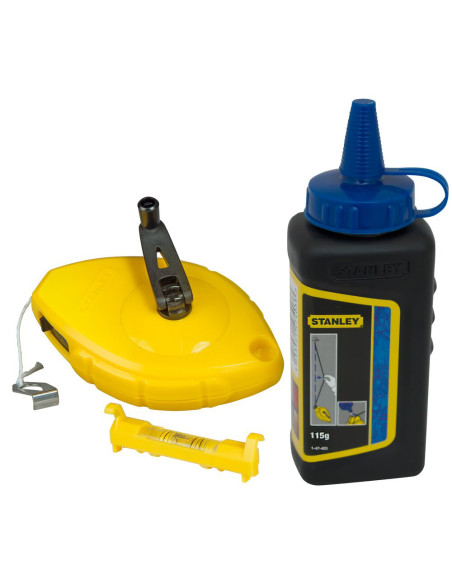 Stanley 0-47-443, set sfoara de trasare + creta albastra + nivela fir, blister