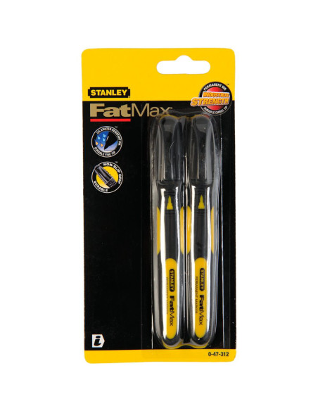 Stanley 0-47-312, Set 2 markere negre Fatmax, permanente cu varf subtire