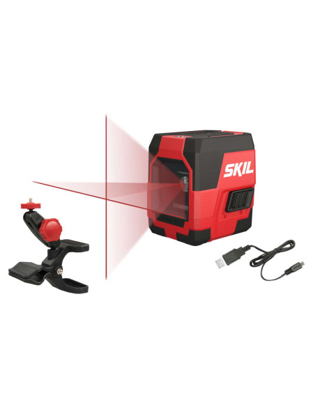 SKIL 1910 AA Nivela laser cu linie în cruce, lumina rosie, raza actiune 15m, prindere trepied 1/4, Accu Li-Ion, include incarcat