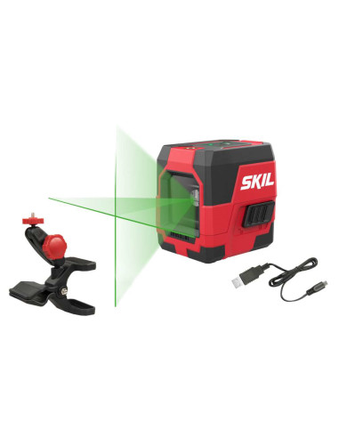 SKIL 1912 AA Nivela laser cu linie în cruce, lumina verde, raza actiune 20m, prindere trepied 1/4, Accu Li-Ion, include incarcat