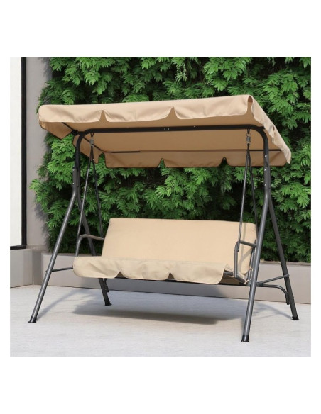 Balansoar gradina acoperit, 3 locuri, maxim 260 kg, perne bej,  JollyMag, HO01K