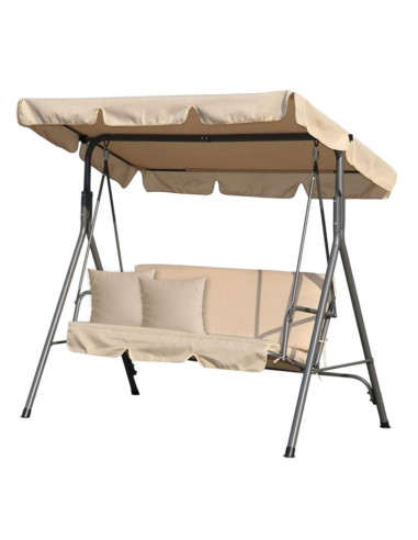 Balansoar gradina acoperit, 3 locuri, maxim 260 kg, perne bej,  JollyMag, HO01K