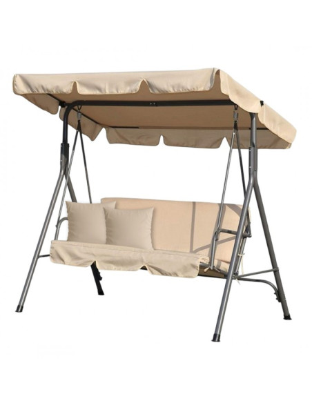 Balansoar gradina acoperit, 3 locuri, maxim 260 kg, perne bej,  JollyMag, HO01K