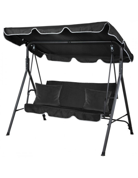 Balansoar gradina acoperit, 3 locuri, maxim 260 kg, perne negre,  JollyMag, HO01CZ