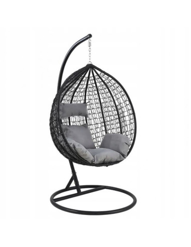 Leagan tip cuib, fotoliu suspendat, maxim 130 kg, cocoon negru si perne gri,  JollyMag, KR23