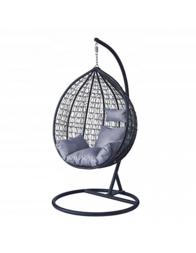 Leagan tip cuib, fotoliu suspendat, maxim 130 kg, cocoon negru si perne gri,  JollyMag, KR23