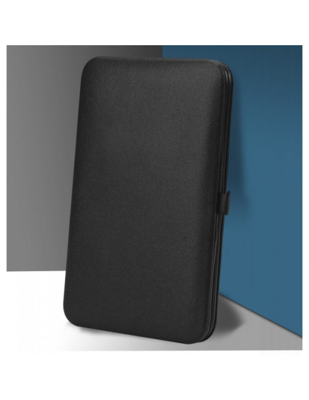 Set manichiura si pedichiura, negru, 12 in 1, organizat in trusa din piele ecologica, JollyMag, AK21