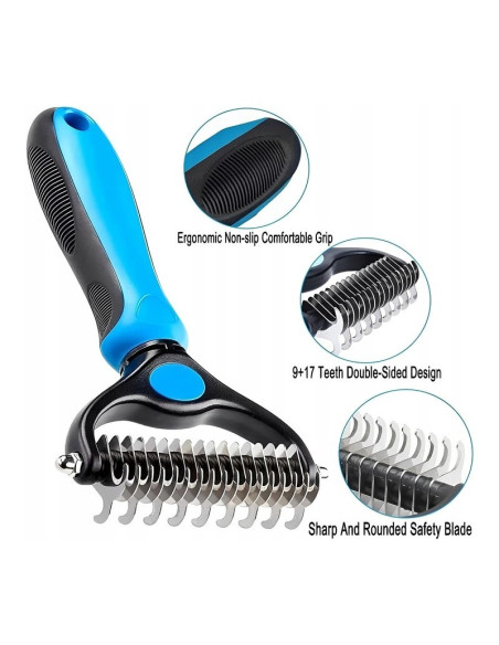 Pieptene de tuns caini si pisici, pentru descalcire blana, anti-naparlire, par lung si scurt, JollyMag, SCZ04