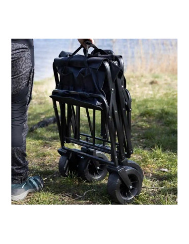 Carucior de gradina pentru transport, pliabil, metalic, negru, JollyMag, AR07CZ, 72x47x68-87cm