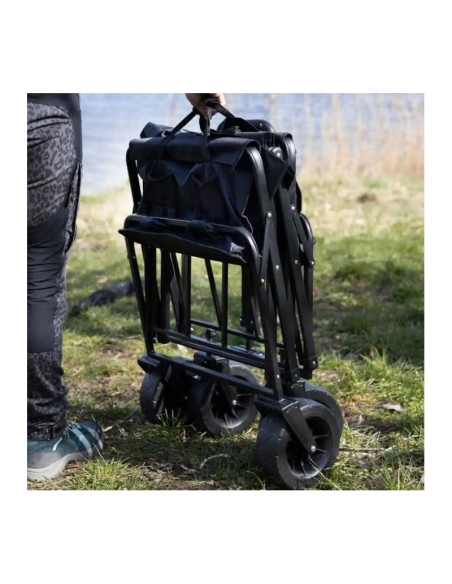 Carucior de gradina pentru transport, pliabil, metalic, negru, JollyMag, AR07CZ, 72x47x68-87cm