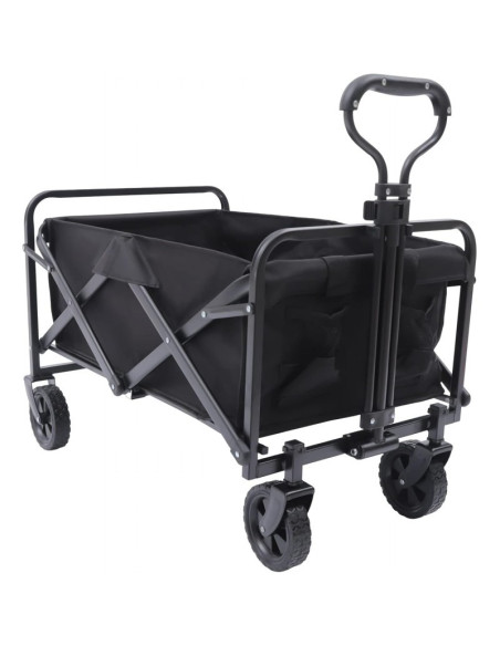 Carucior de gradina pentru transport, pliabil, metalic, negru, JollyMag, AR07CZ, 72x47x68-87cm