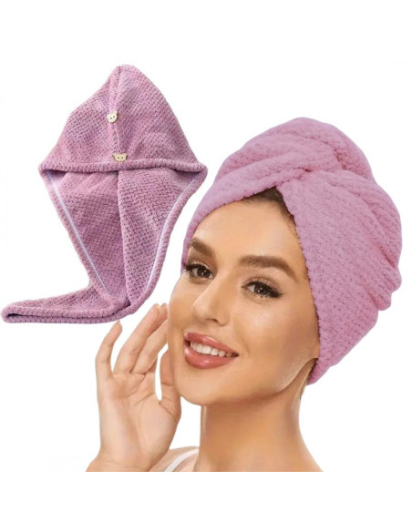 Prosop de par, pentru baie, plaja sau piscina, roz, 100% microfibra, absorbant, 65x25 cm, JollyMag, REC52WZ3
