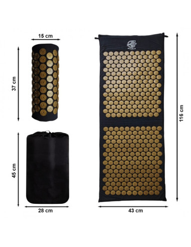 Saltea si perna, pentru masaj cu presopunctura, dureri lombare si stimularea musculaturii, 116 x 43 cm, JollyMag, MATA11