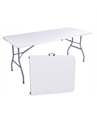 Masa pliabila alba, pentru gradina, camping sau pescuit, tip valiza, JollyMag, SC02, 70x180 cm