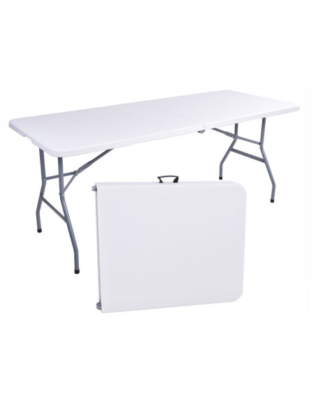 Masa pliabila alba, pentru gradina, camping sau pescuit, tip valiza, JollyMag, SC02, 70x180 cm