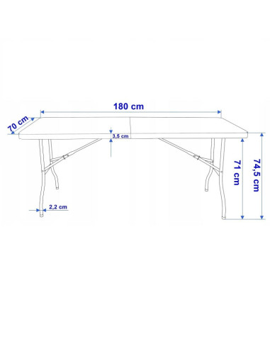 Masa pliabila alba, pentru gradina, camping sau pescuit, tip valiza, JollyMag, SC02, 70x180 cm