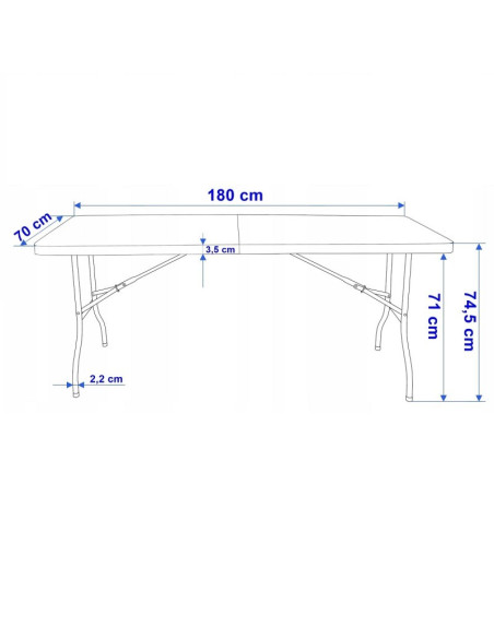 Masa pliabila alba, pentru gradina, camping sau pescuit, tip valiza, JollyMag, SC02, 70x180 cm