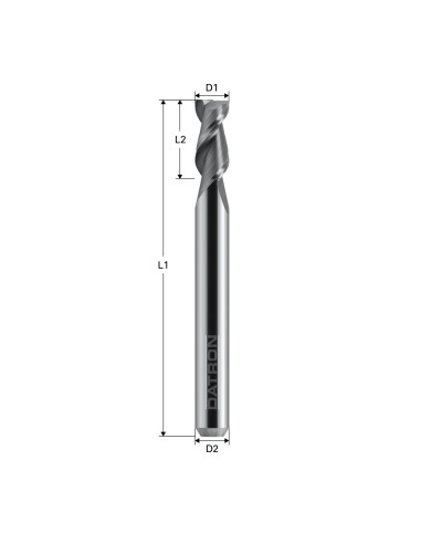 Freza pentru contur, 2 caneluri, Datron 0068043, 12.0x25.0x12.0mm