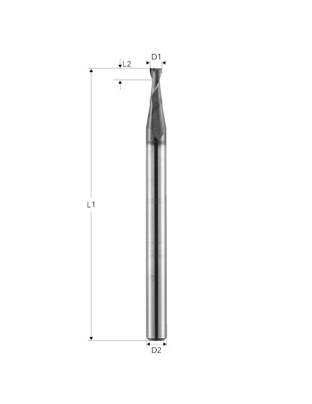 Freza pt. otel, X.CEED, 2 caneluri, Datron 0078018S, 1.8x1.5x3.0mm