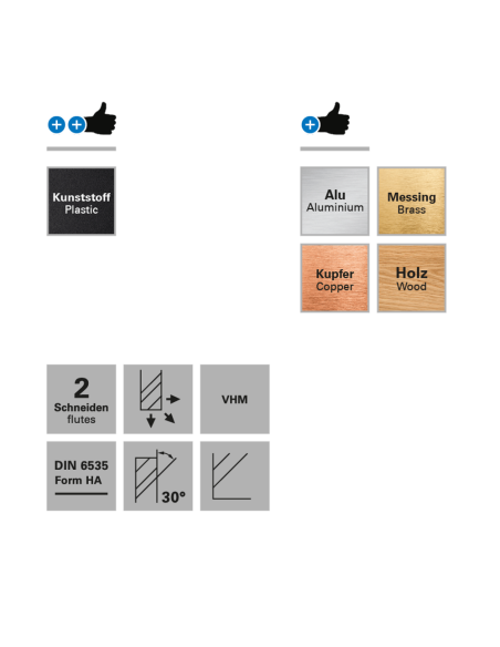 Freza cu 2 caneluri, HSC+, pt. plastic, Datron 0068864, 4.0x8.0x6.0mm